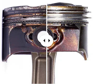 Piston rings before and after the service.